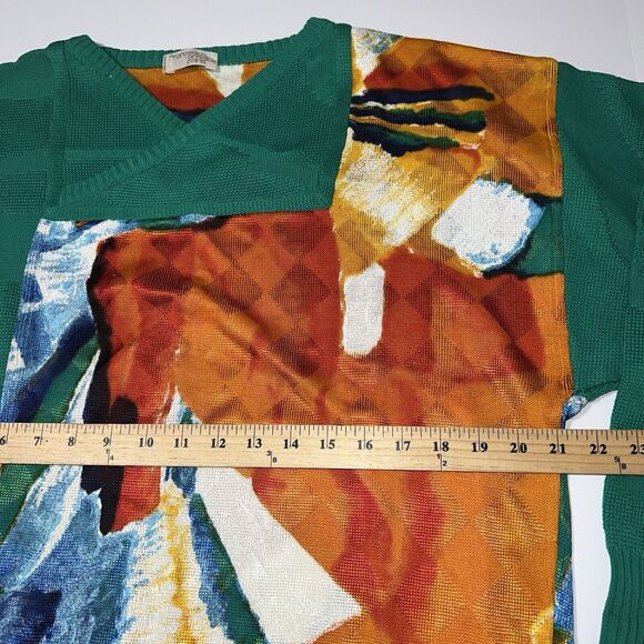 Vintage Francesco Smalto Paris Pullover Knit Sweater Made In Italy Green Orange - Picture 8 of 9